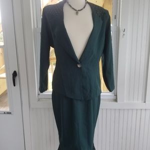 Dark Green Dolce Skirt Set with Stunning Detailing